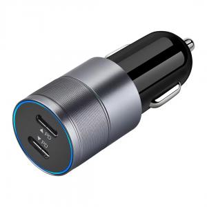 Quality 40W Fast Charging PD Car Charger Double Type C Port ABS Aluminum Alloy for sale
