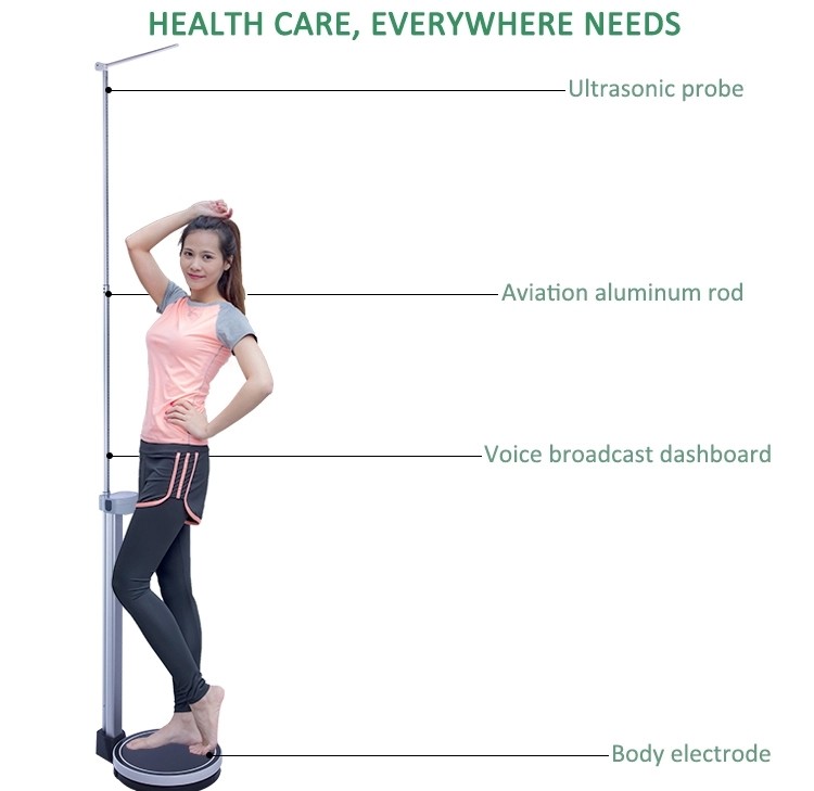 Buy Health Care Digital Scale Untrasonic Probe Aviation Aluminum material Voice broadcast Height Measure and Weight scale at wholesale prices