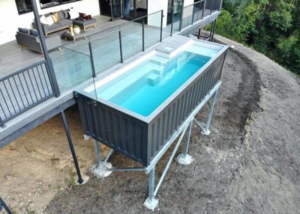 Outdoor NZ AU standard shipping container swimming pool with fiberglass liner