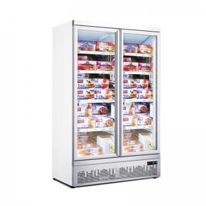 Quality Double Glass Door Freezer Commercial Stand Up Freezer Built - In Secop Compressor for sale