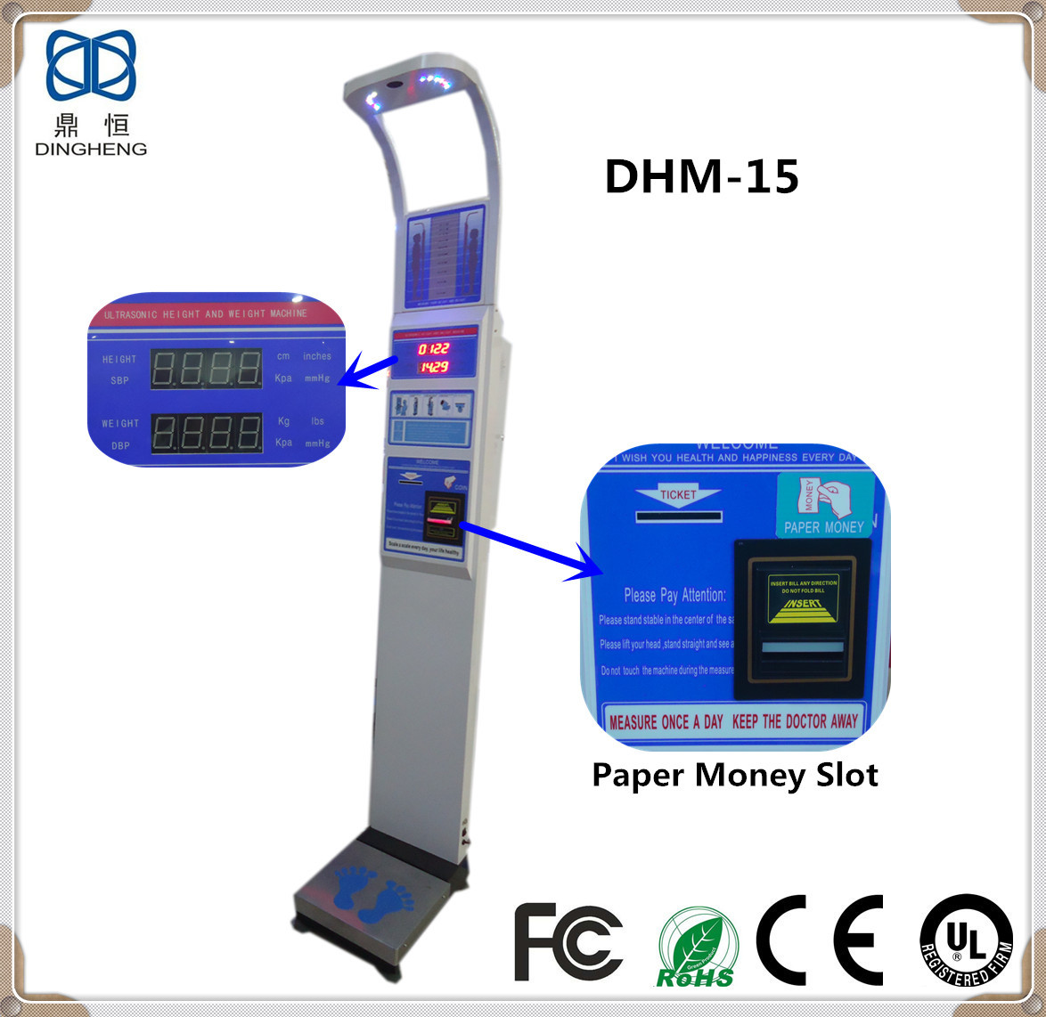 China DHM-15 Paper money controlled Height and weight machine with thermal printer and Computer Rs232 interface on sale