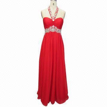 Quality Halter Neck Crystal Stone Beaded Chiffon Long Dress, Beautiful Girl Dress for sale