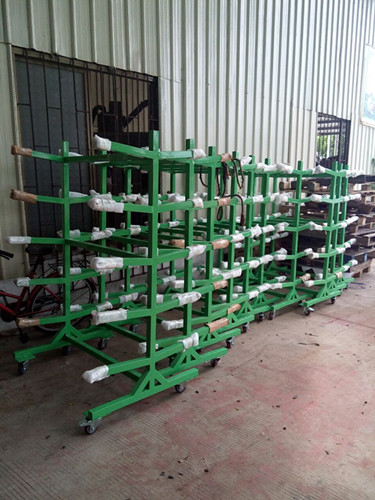OEM Double sided Movable Supermarket Display Rack with 4 Wheels Storage Handcart