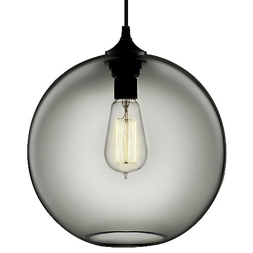 Quality Modern Amber Round Pendant Light , Grey Hand Blown Solitaire Single Pendant Lights  for sale