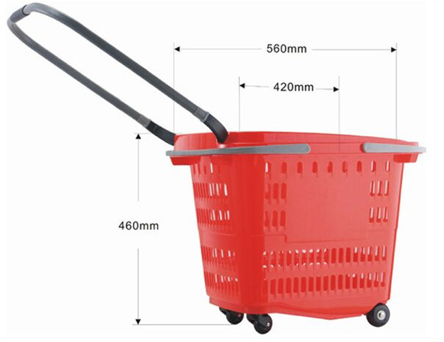 Quality Supermarket Plastic Shopping Baskets With Handles , Shopping Baskets On Wheels for sale