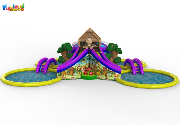 Quality Forest Theme 0.9mm PVC Tarpaulin Inflatable Water Slides for sale