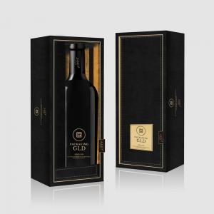 Quality Recycled Cardboard Wine Gift Packaging Boxes , Single Wine Bottle Box Slide Out Black for sale