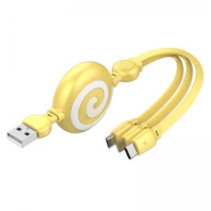 Quality Fashionable 3 In 1 Retractable USB Cable V8 Type C 8 Pin Port Fast Charging For IPhone for sale