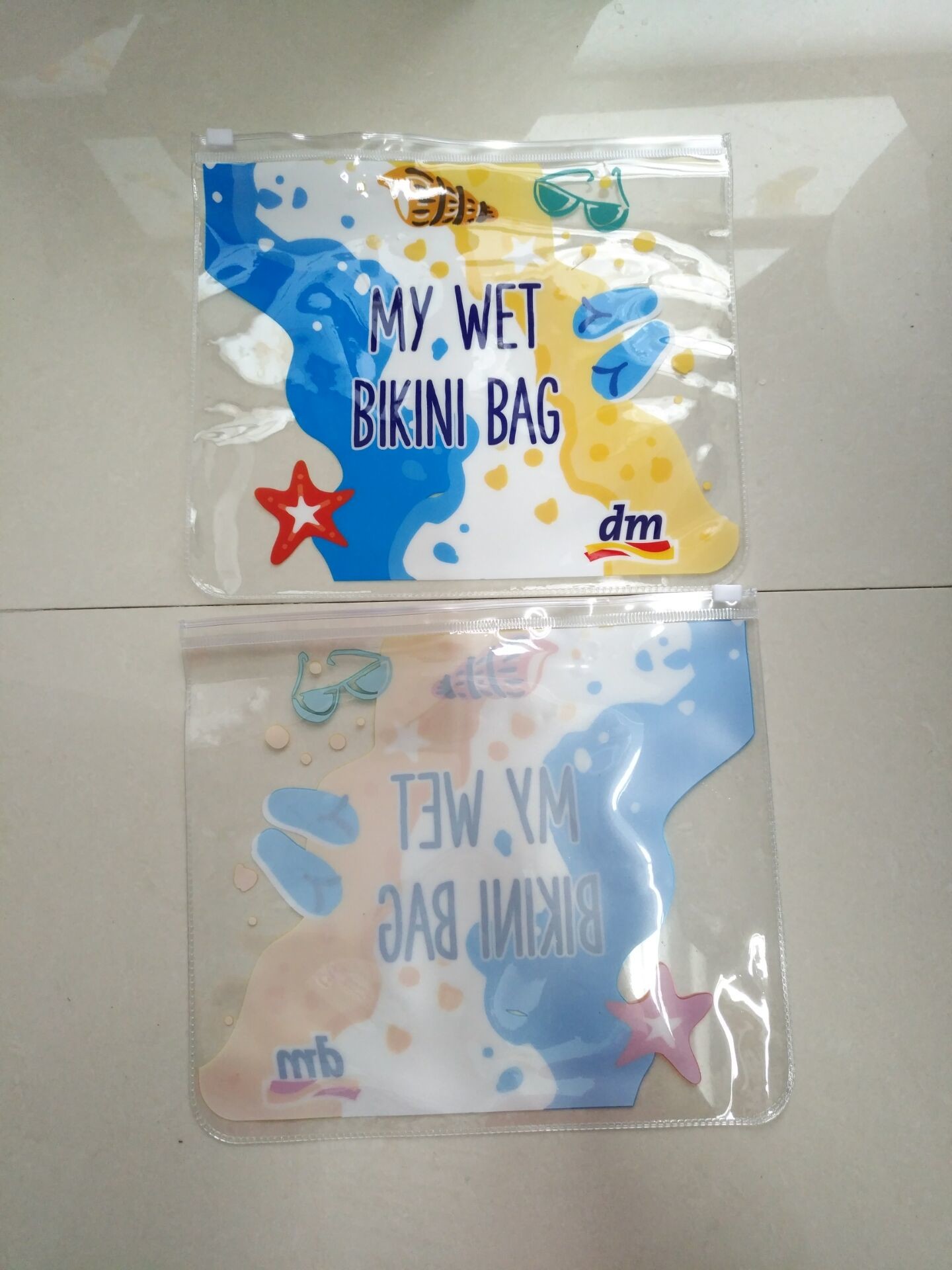 China Clear Transparent PVC Plastic Bag For Swimwear / Frosted EVA Wet Bikini Bag on sale