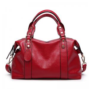 Quality Red Ladies Real Leather Handbags 38*29*13 Cm Adjustable Shoulder Strap for sale