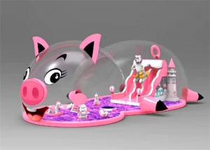 Quality Giant Pink Pig Theme Commercial 18mL Inflatable Fun Land for sale