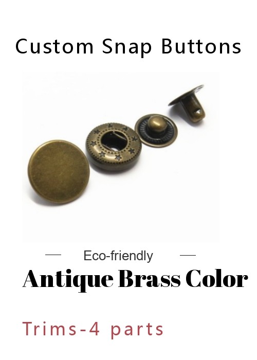 Quality 22L Antique Brass Brushed Metal Snap Buttons Custom Press 4 Part Button for sale