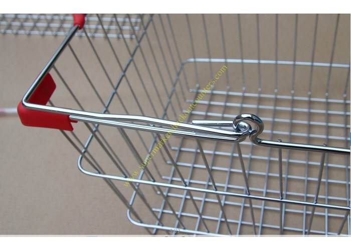 Quality Steel Chrome Plated Supermarket Metal Wire Hand Held Shopping Baskets With Double Handles for sale