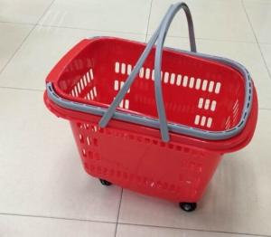 Quality Waterproof Rolling Plastic Trolley Folding Shopping Basket With Wheels And Handle for sale