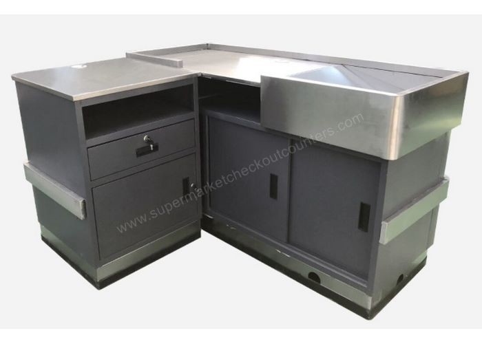 Quality Supermarket Cashier Table / POS Stainless Steel Retail Cashier Desk for sale
