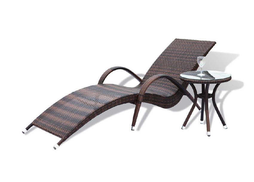 Quality wholesale rattan outdoor chair garden metal sun lounger Chaise Lounge C709 for sale