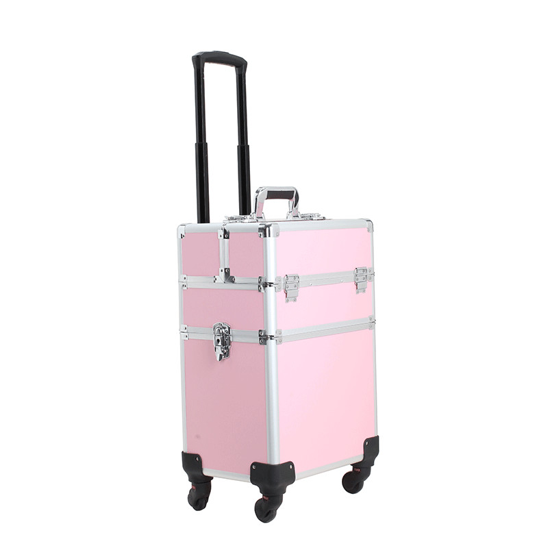 Quality Rolling Makeup Train Case Hairdressing Trolley Stylist Beauty Salon Cosmetic Luggage Travel Organizer Makeup Case for sale