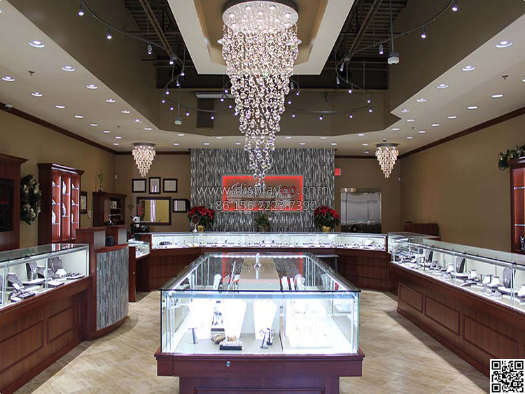 Wonderful jewellery shop interior design jewelry display showcase MDF jewelry showcase