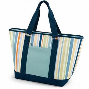 Quality Multifunctional Canvas Cooler Tote Bag Light Blue Convenient Outside Pocket for sale