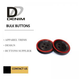 Quality Fashion Polyester Bulk Clothing Buttons Black & Red Trims Solution for sale