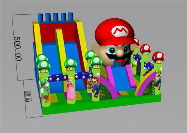 Kids Mario Theme UL blower Bouncy Castle Combo Slide