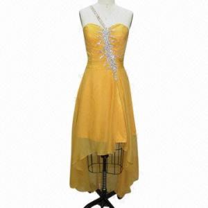 Quality Short Front Long Back Chiffon Prom Dress, Elegant Beaded Summer Wear for sale