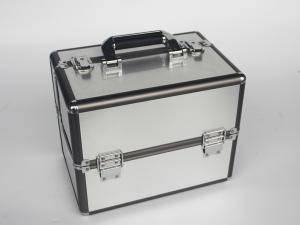 Quality Aluminum Beauty Case With Gray Frame Silver Makeup Case Portable Handle To Storage Cosmetics And Tools for sale