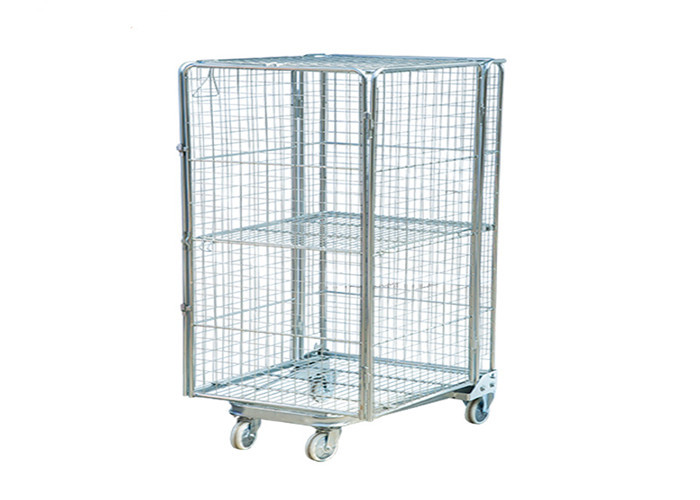 Quality Warehouse L Type Roll Cage Trolley Powder Coating Surface Heavy Duty for sale