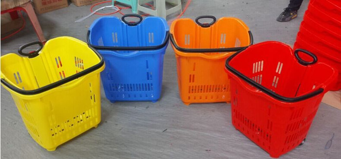 Quality Single Aluminum Alloy Pulling Rod Rolling Shopping Basket With Wheels for sale