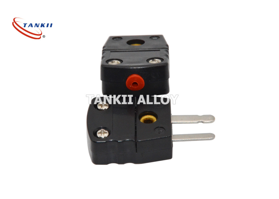 Quality Black Color Miniature Thermocouple Connector Type J With Iron And Constantan Pin for sale