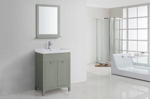 Resin Sink 24 Inches MDF / Plywood Bathroom Cabinet Rectangle With Mirror CUPC