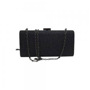 Quality Glitter Black Evening Clutch Bag Buckle Closure For Wedding for sale