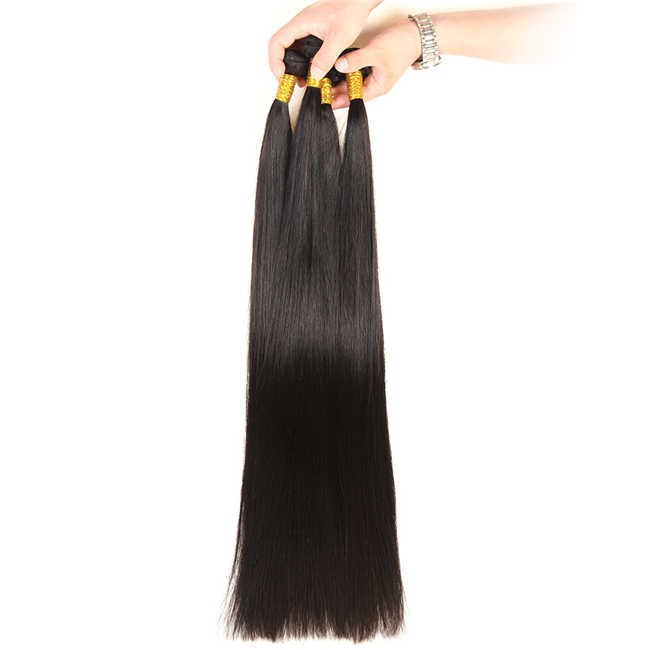 Quality 32-40 Inch Virgin Brazilian Straight Hair Bundles No Tangle Natural Black Color for sale