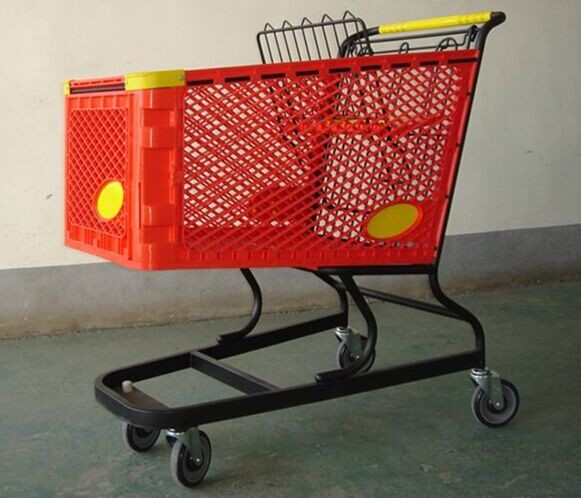 Quality Virgin PP Unfolding Shopping Basket Trolley American Style Retail Carts180L for sale