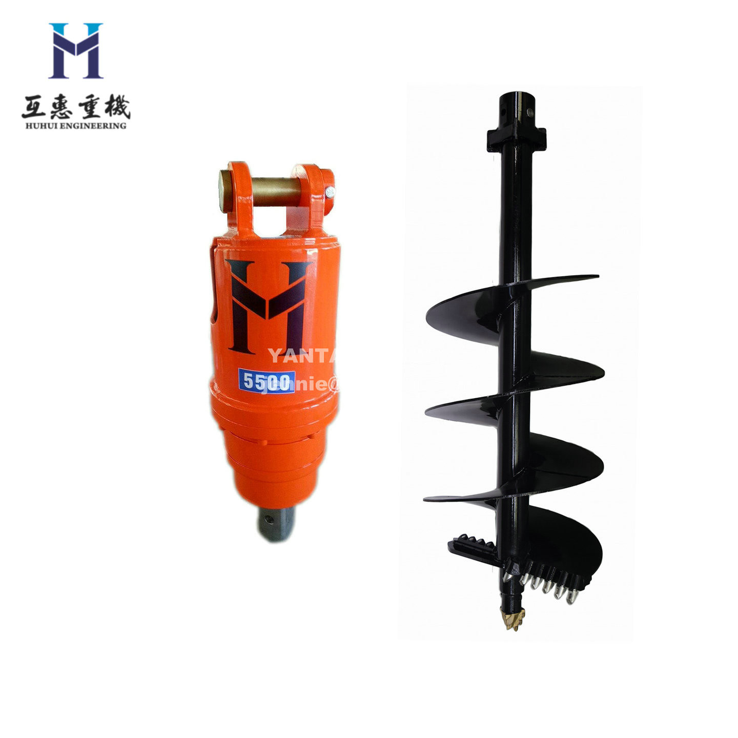 Mini Digger Ground Auger Hydraulic Earth Drill with Rock Bit