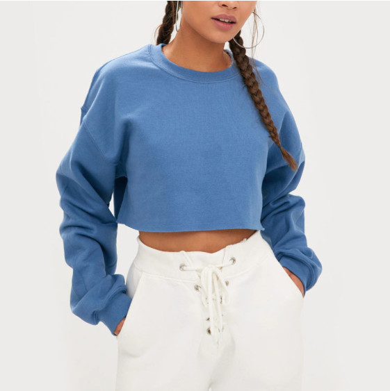 Quality Knitted fabric Women Crop Top Sweatshirt for sale