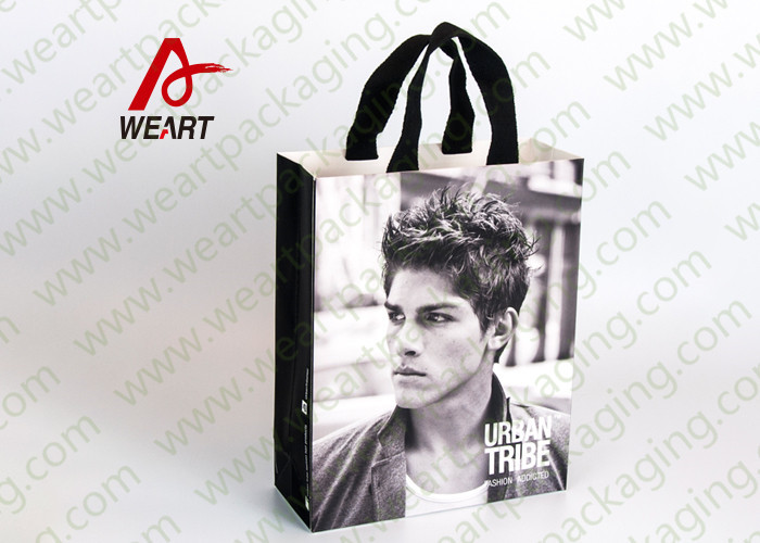 Buy Glued Special Handle Printed Paper Carrier Bags , Custom Recycled Shopping Bags For Retail Stores at wholesale prices