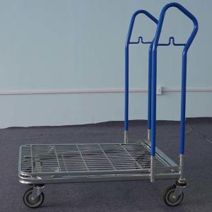 China Folding Shopping Trolley With Wheels , Metal Shopping Cart BSCI Certification on sale