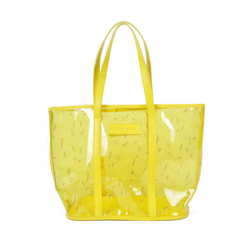 Buy cheap Yellow Clear PVC Tote Bag with Emboss Logo , Women Transparent Shoulder Bags from wholesalers