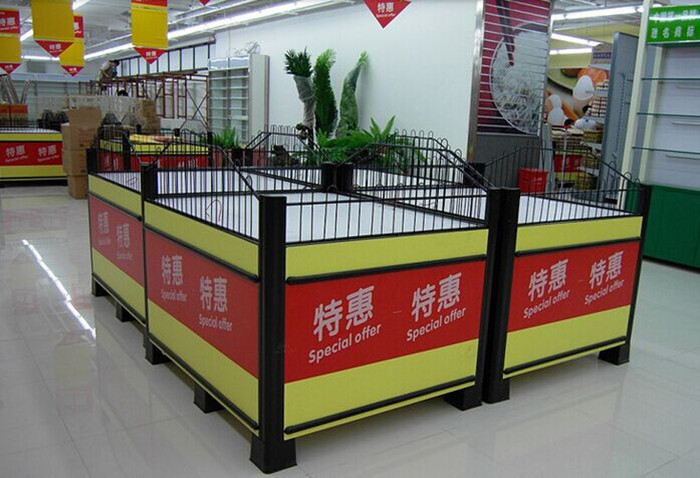 Quality Knockdown Metallic Supermarket Promotion  Display Table / Advertising Promotion Counter for sale