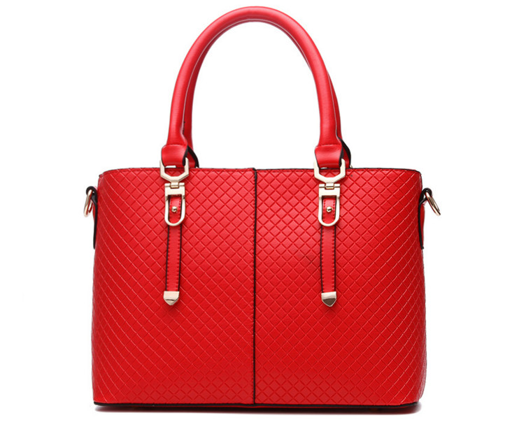 Quality Portable Red Leather Shoulder Handbags / Tote Handbags Safe Outside Pockets for sale