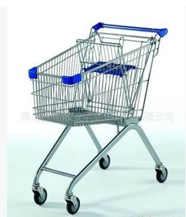 Quality Wire Metal Supermarket Shopping Trolley Cart / Zinc Plated wheeled shopping trolley for sale