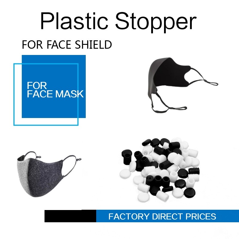 Quality Face Masks Stopper Plastic Cord Stopper Black & White Color Soft PVC for sale