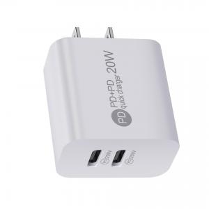 Quality 20w 2 Port USB C PD Charger ABS PC Fireproof 240V 0.5A 50HZ 60Hz for sale