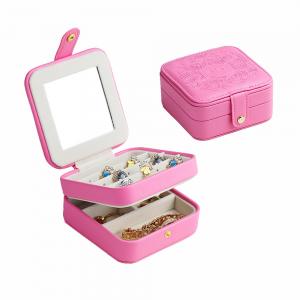 Quality Detachable Partitions Portable Travel Jewelry Case , Two Layer Jewelry Box 11.5*11.5*5.7cm for sale