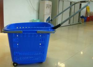 Quality Supermarket Rolling Trolley Shopping Basket With Wheels Large Volume for sale