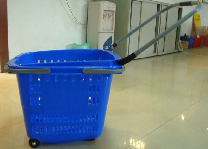 Buy cheap Supermarket Rolling Trolley Shopping Basket With Wheels Large Volume from wholesalers
