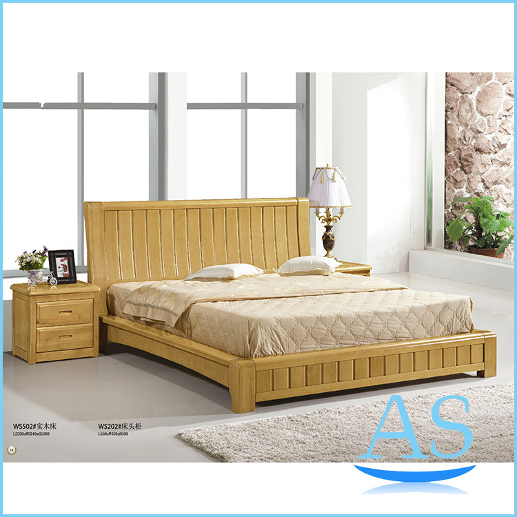 Quality China supplier 100% solid wood bed Beech wood Solid Wood queen bed B502 for sale
