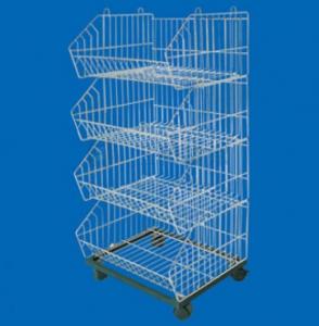 China 4 Tier Electroplate Zinc Steel Wire Wheeled Shopping Basket Trolleys / Super Market Racks on sale