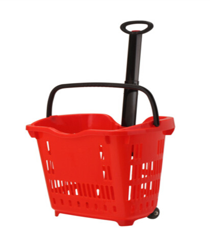 Quality Green Supermarket 2 Wheeled Shopping Trolley Grocery Store Cart Customized for sale